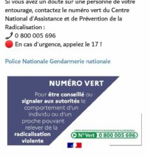 وزارة الداخلية الفرنسية : إذا شككت في أحد أنه راديكالي عنيف أو إسلامي.. إتصل بالرقم الأخصر..
